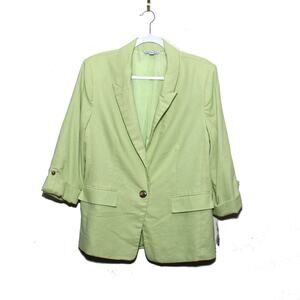 NEW Ophelia Roe Lime Green Linen Blend Blazer Size Large